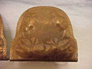 Early Arts & Crafts Hand Hammered Copper Book Ends Bookends 5” Tall X 5 ½” Wide.