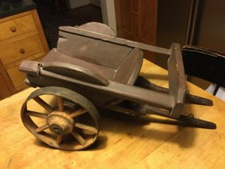 Rare Antique English Tip Cart For Pull Toy Horse Ox Very Good Vintage