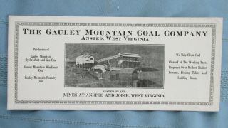 Ansted West Virginia Gauley Mountain Coal Company Advertising Ink Blotter -