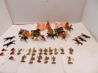 65 Pc Roman Chariot Set Giant Hong Kong Plastic Toy Soldiers 1 "