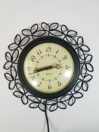Vtg 1950 60s Sessions Black Round Electric Kitchen Wall Clock