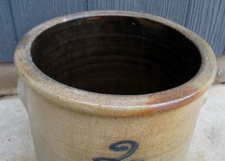 Antique Primitive 2 Gallon Salt Glaze Stoneware Crock 3
