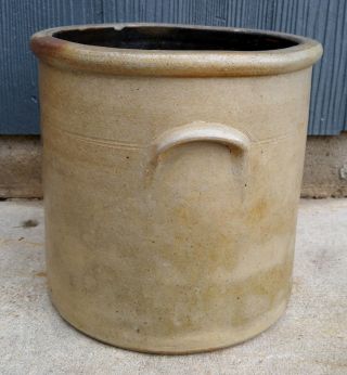Antique Primitive 2 Gallon Salt Glaze Stoneware Crock 8