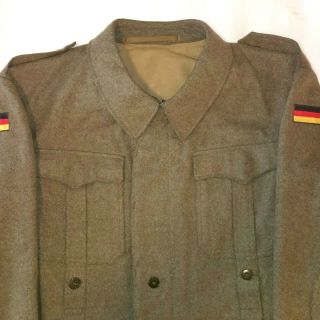 Vintage German Military Uniform Field Jacket Wool W Patches Stripes Metzingen