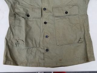 WW2 US Army 5 Stars Wreath Button HBT Combat Shirt Jacket Size 44R - 3