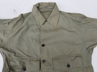 WW2 US Army 5 Stars Wreath Button HBT Combat Shirt Jacket Size 44R - 4