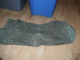 Vintage Korea Or Viet Nam Green Canvas Us Military Duffle Bag With Strap