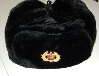 Soviet Russian Army Soldier Winter Cap Hat Ushanka,  Red Star Badge Sizes 58 - 61