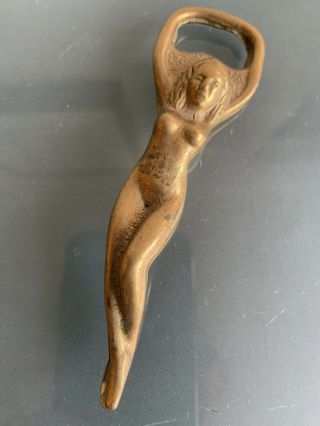 Vintage 1920 - 30s German/french? Brass Bottle Opener Nude Female