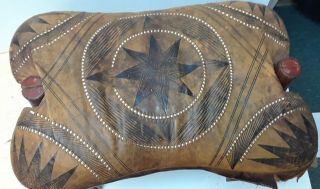 Vintage Egyptian Camel Foot Stool Ottoman Saddle Leather Wood LA6075 5