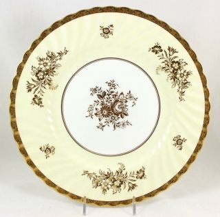 Set 2 Gold Encrusted Dinner Plates Vintage Minton Bone China H4925 Flowers Cream