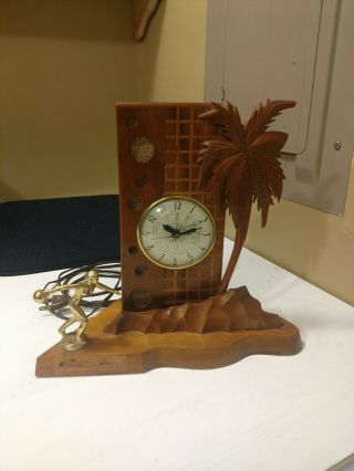Vintage Lanshire Electric Art Deco Clock Wood Rare Women 