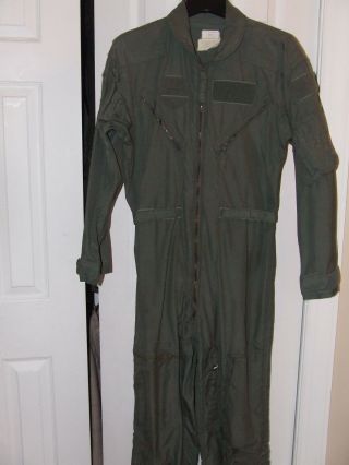 Us Air Force Usaf Army Nomex Fire Resistant Flight Suit Green Cwu - 27/p - Size 40s