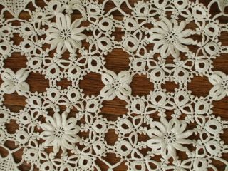 Vintage Irish clones hand crochet lace table runner 34.  5 