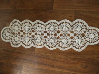 Vintage Irish clones hand crochet lace table runner 34.  5 