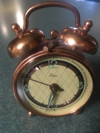 Vtg Artco Luminous Copper Alarm Clock Made In Germany Great