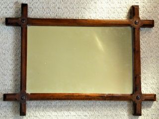 Antique Arts And Craft Oak Framed Mirror