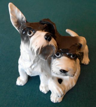 Porcelain Figurine: Early 20th Century Hand Painted Scotch Terrier Scotty Dogs
