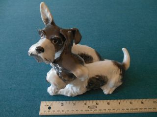 Porcelain Figurine: Early 20th Century Hand Painted Scotch Terrier SCOTTY DOGS 2