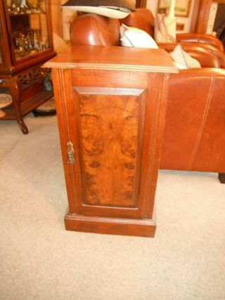 Antique Quality Wooden Pot Cupboard/cabinet With Bur Walnut Front Pretty Handle