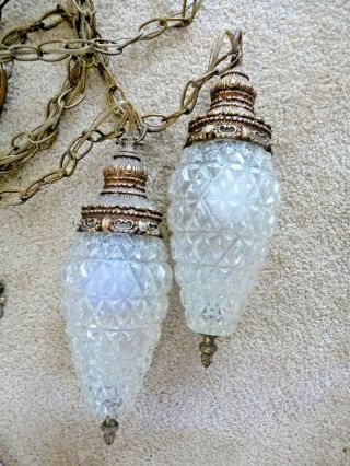 Vintage MCM Light Fixtures Pineapple Glass Tiered Mid Century Lamps Pair/2 pc 2