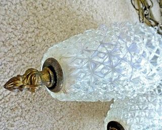 Vintage MCM Light Fixtures Pineapple Glass Tiered Mid Century Lamps Pair/2 pc 4