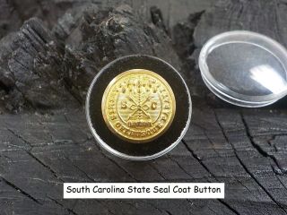 Old Rare Vintage Antique Relic War South Carolina State Seal Gold Gild Button