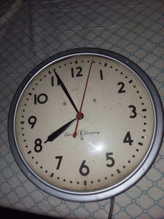 12 " Vintage Edwards Co Synchromatic School Wall Clock Series N Cat No 1962
