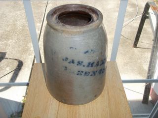 Antique Jas Hamilton Wax Seal Jar Crock Stoneware Greensboro Pa 2