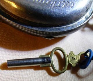 1900 Presentation POCKET WATCH STERLING Key Wind Watkins Friendly Society London 6