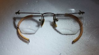 Antique Rimless Octagonal Bifocal 1/10 - 12 K Gold Filled Spectacles With Case