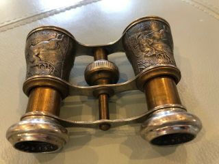 Antique French Opera Glasses Binoculars Theater Hunt Stag Chevalier Paris