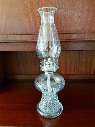 Vintage Clear Glass Oil Lamp With Glass Shade
