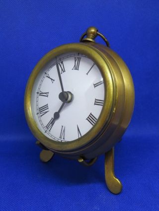 Vintage Small Prestige Pocket Watch Style Brass Clock Made India w/Easel Stand 2