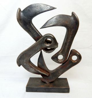 Metal Weld Steel Hooks Sculpture Steampunk Abstract Metallurgy Brutalist Style