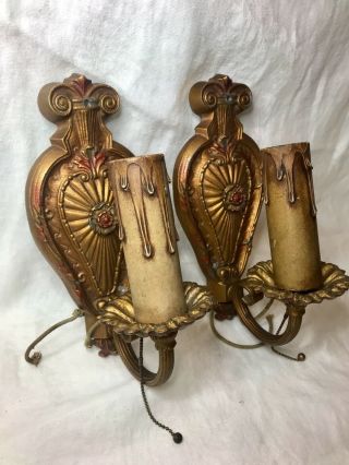 Old Vintage Antique Art Deco Wall Sconces By Roberts - Light Lighting Lamp