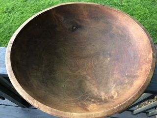Vintage Extra Large Handcrafted Turned Wood Wooden Bowl Primatives 2