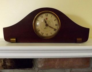 Ge Electric Wood Mantle Clock Art Deco Vintage
