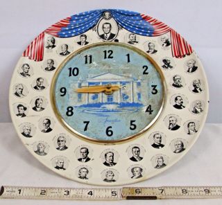 The White House Presidents Tin Wall Clock By Spartus