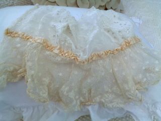 Victorian Bridal Mixed Lace,  Netted Lace Ruffle & Ruched Silk Ribbon Fragment