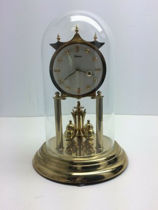 Vintage Koma Diana 400 Day Anniversary Clock Glass Dome Germany As - Is