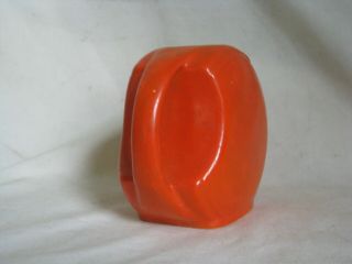 vintage ceramic mid century modern small orange pitcher retro handled round disc 3