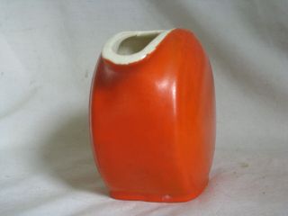 vintage ceramic mid century modern small orange pitcher retro handled round disc 5
