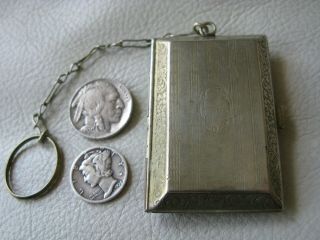 Antique Victorian Gold T Nickel Silver Chatelaine Watch Fob Coin Holder Purse 5