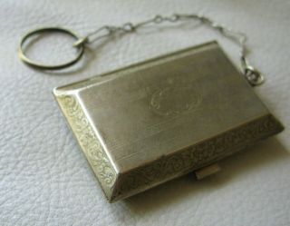 Antique Victorian Gold T Nickel Silver Chatelaine Watch Fob Coin Holder Purse 7