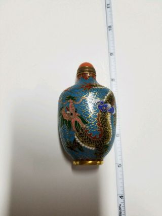 Vtg Chinese Enamel Cloisonné 4 Toe Dragon Miniature Snuff Jar Bottle 5