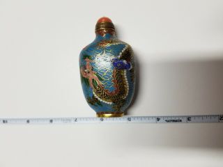 Vtg Chinese Enamel Cloisonné 4 Toe Dragon Miniature Snuff Jar Bottle 6