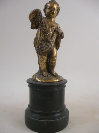 1of2 Borghese Putti Cherub Gilded Statue Figurine French Grand Tour Style
