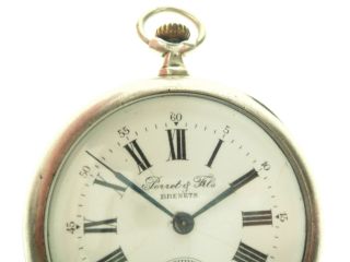 Old Antique SWISS Made PERRET & FILS BRENETS Pocket Watch 84 SILVER 875 Nr 4009 3