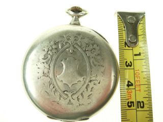 Old Antique SWISS Made PERRET & FILS BRENETS Pocket Watch 84 SILVER 875 Nr 4009 4